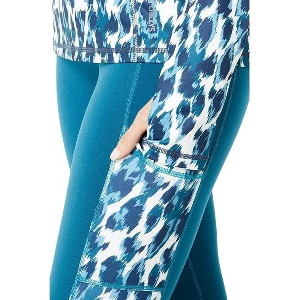 Hot Chillys Micro-Elite Chamois Tights Women's XL Blue Elastic Waist JDM524
